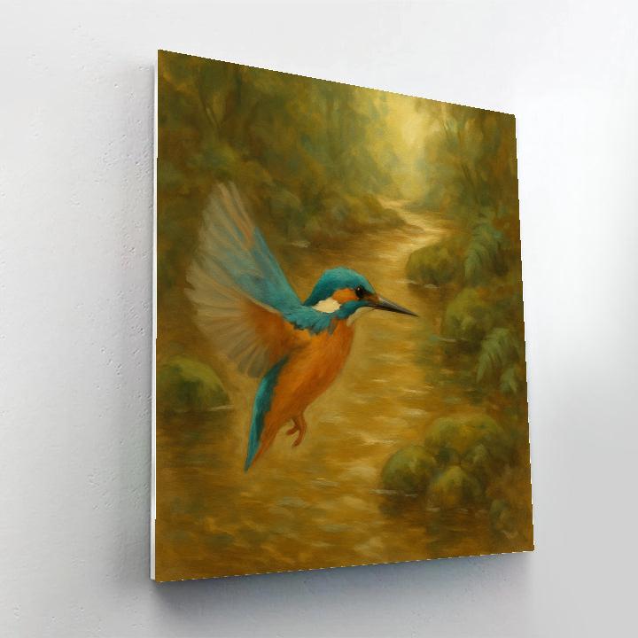 Kingfisher Over A Tea Colored Stream painting number kit