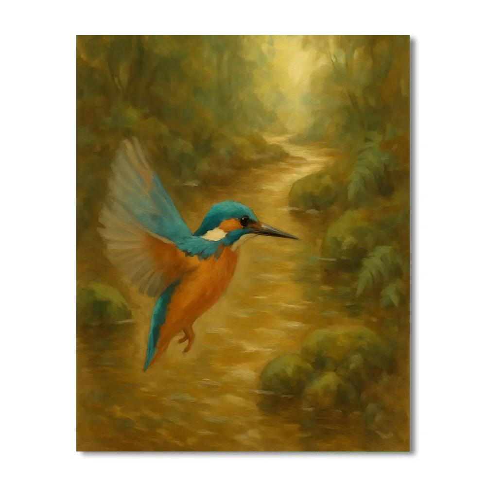 Kingfisher Over A Tea Colored Stream painting number kit