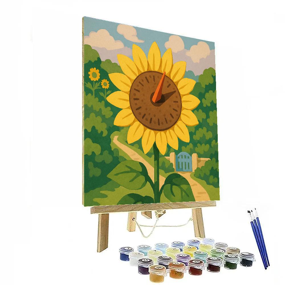Garden Path With Sunflower Sundial paint by color