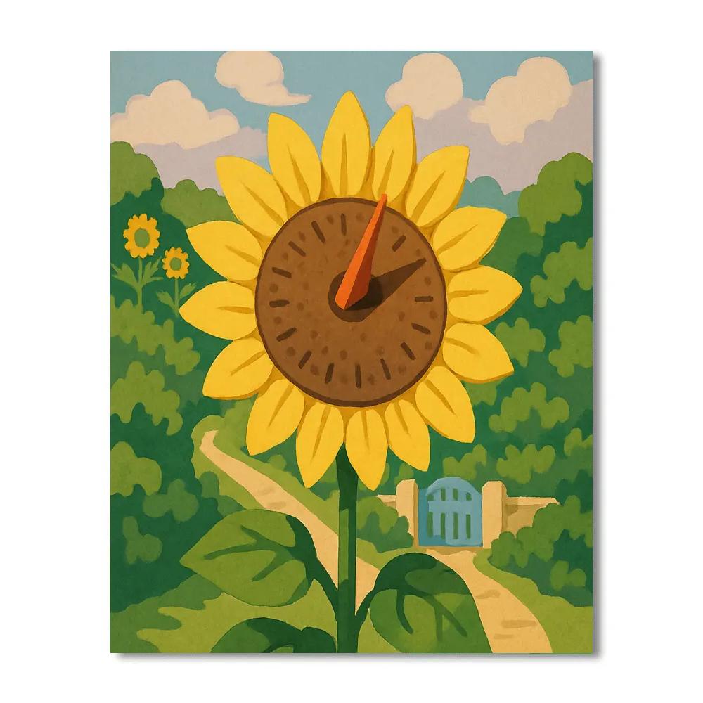Garden Path With Sunflower Sundial paint by color