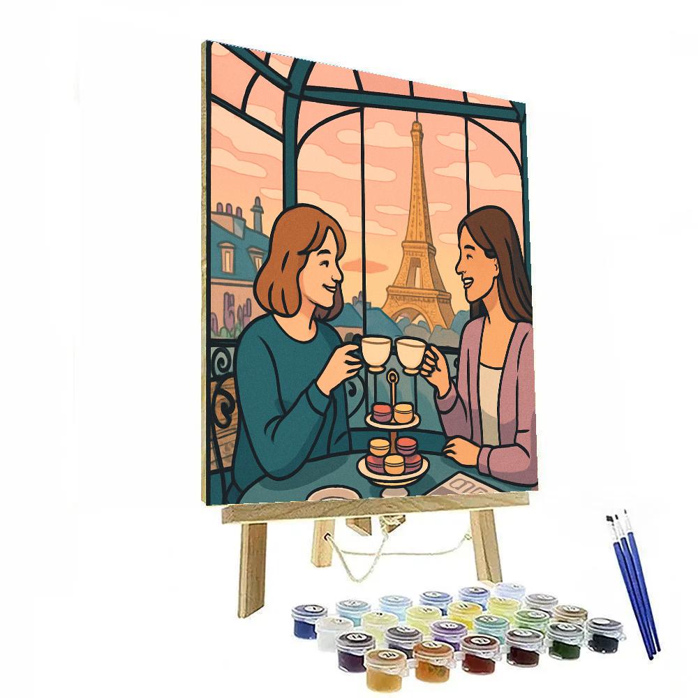 Eiffel Tower Tea Salon In Paris paint by number
