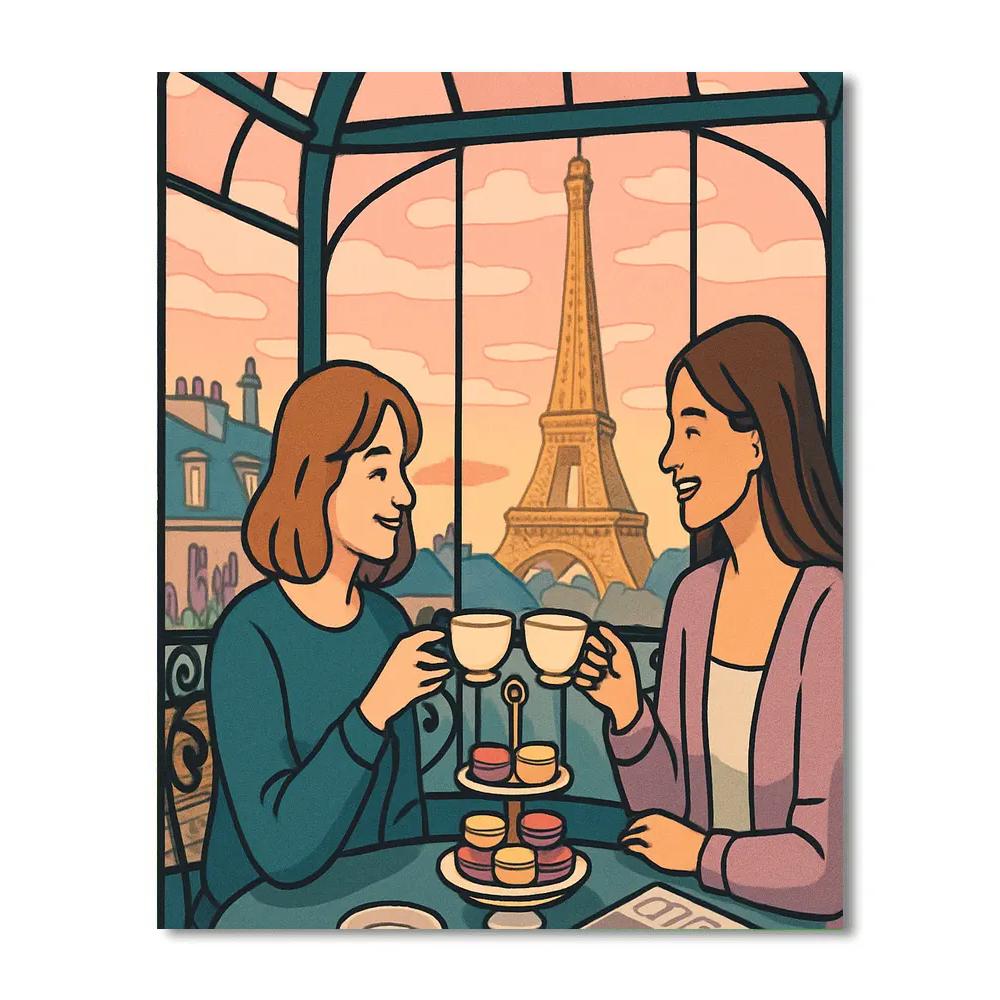 Eiffel Tower Tea Salon In Paris paint by number