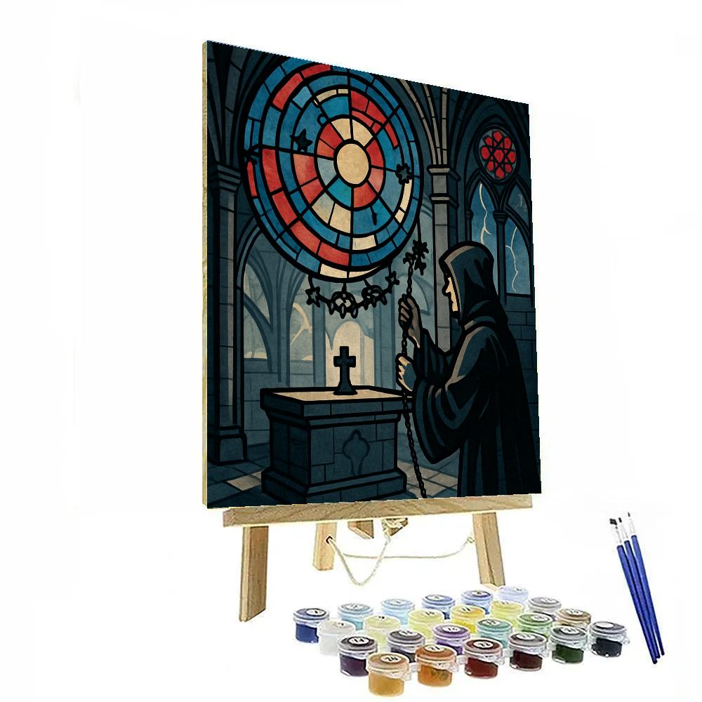 Stained Glass Orrery In Gothic Twilight Number painting