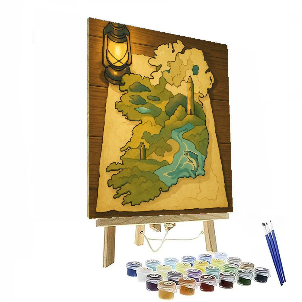 Lanternlit Folklore Map Of Ireland Number painting
