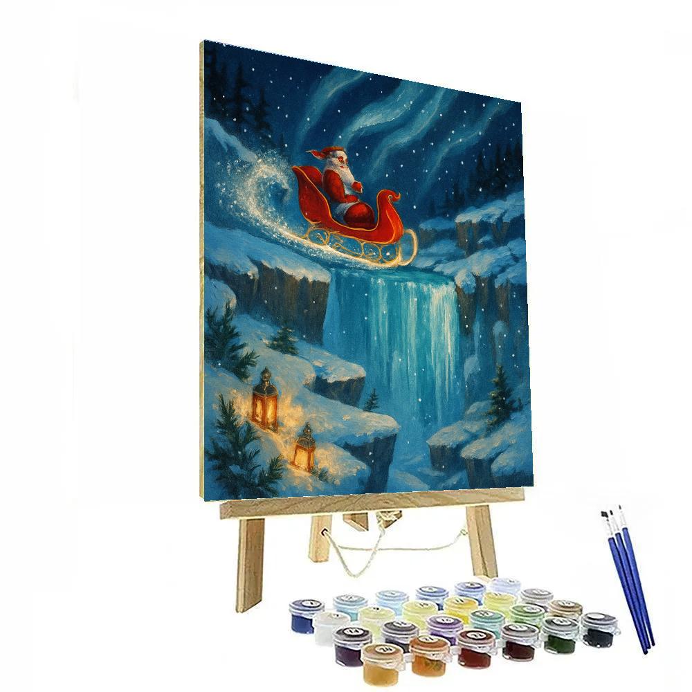 Midnight Sleigh Over Frozen Waterfalls DIY paint by numbers