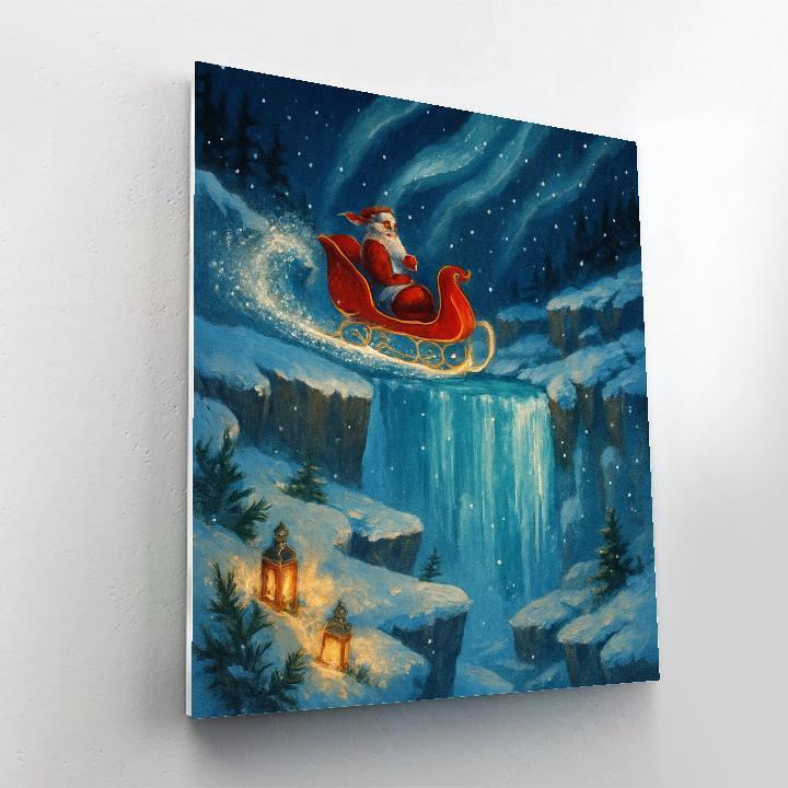 Midnight Sleigh Over Frozen Waterfalls DIY paint by numbers