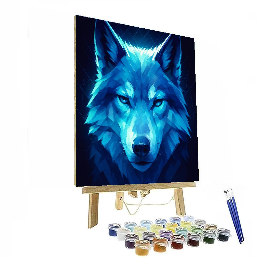 Midnight Glacier Wolf Focus paint by number