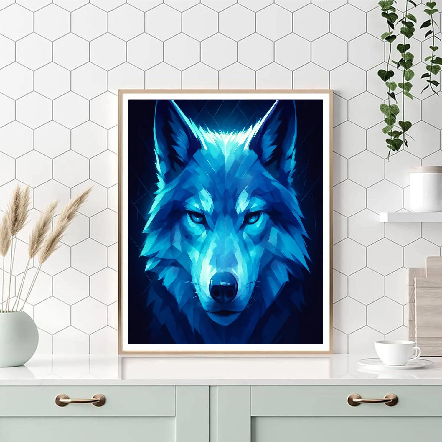 Midnight Glacier Wolf Focus paint by number