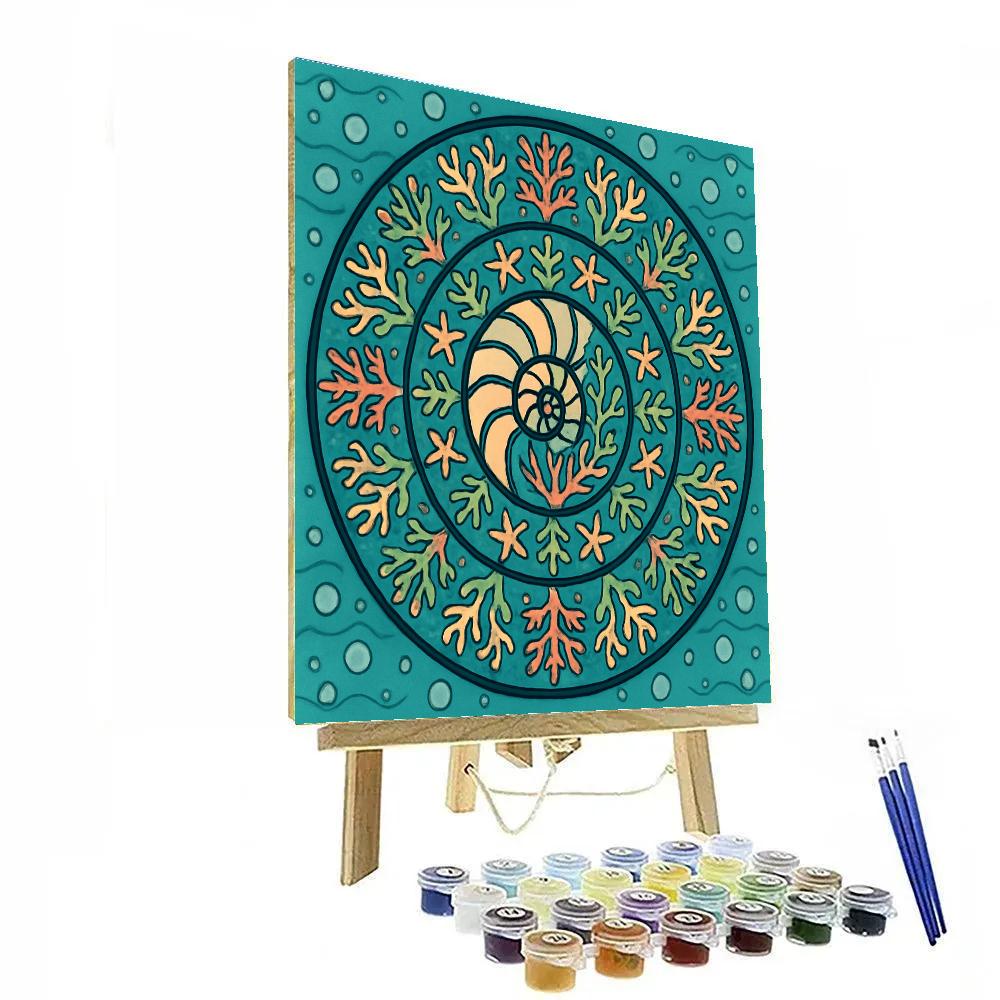 Kaleidoscopic Coral Reef Mandala Paint by numbers art