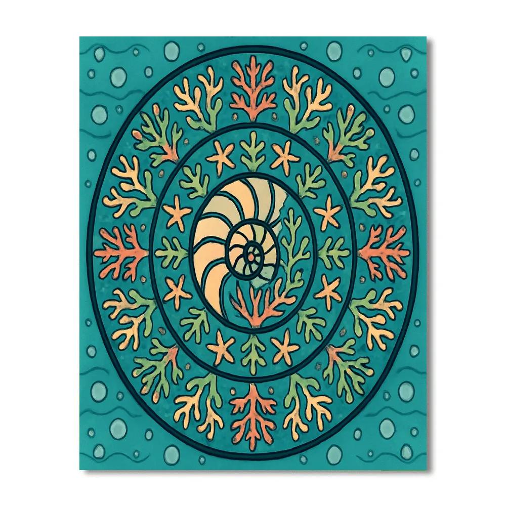 Kaleidoscopic Coral Reef Mandala Paint by numbers art