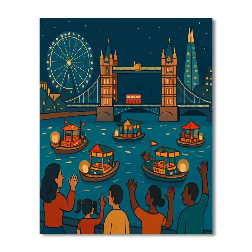 Thames Lantern Regatta In London DIY paint by numbers