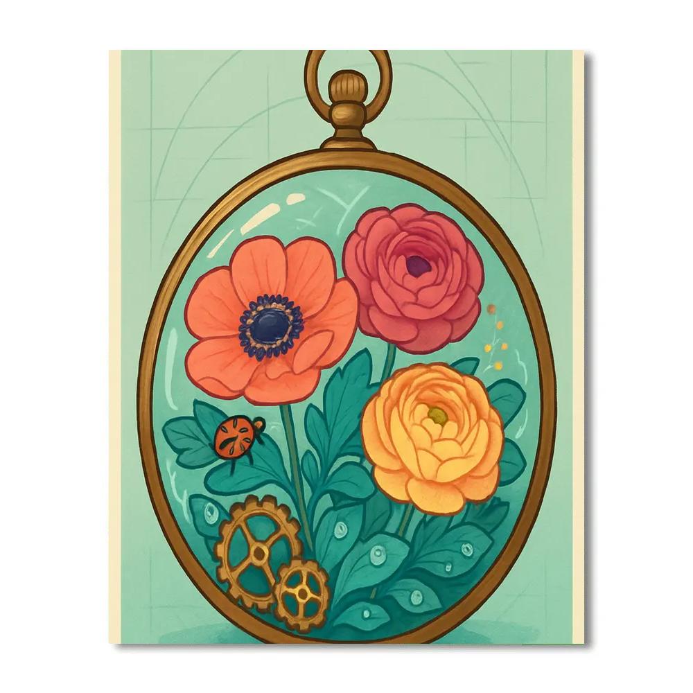 Clockwork Floral Terrarium paint by color