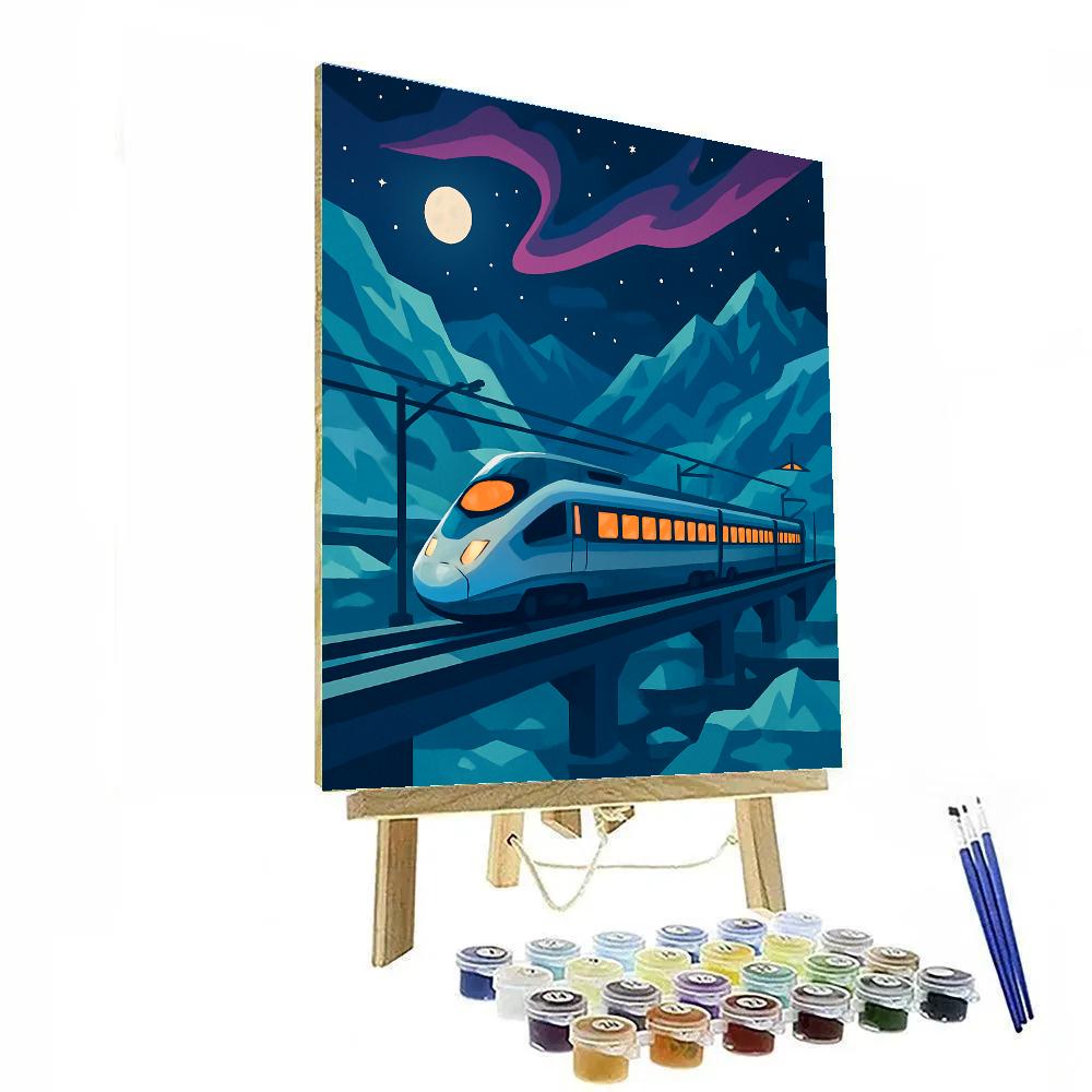 Midnight Glacier Train Observatory Paint by numbers kits