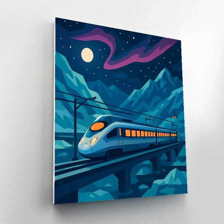 Midnight Glacier Train Observatory Paint by numbers kits