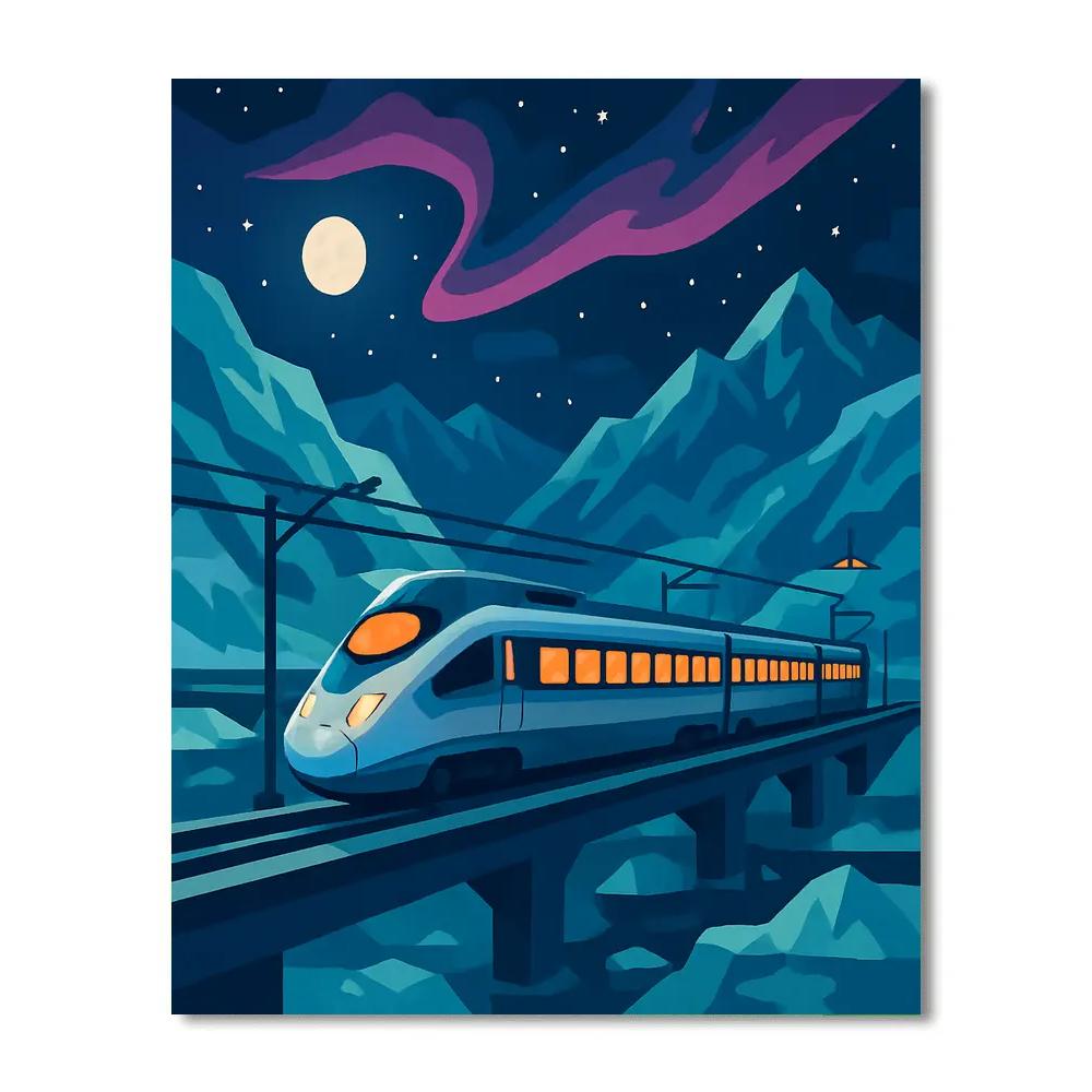 Midnight Glacier Train Observatory Paint by numbers kits
