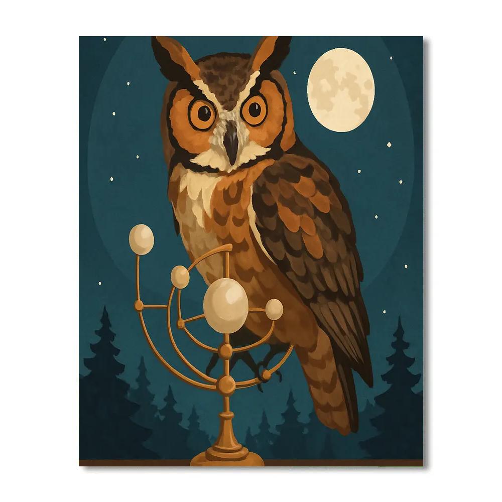 Moonlit Orrery Owl Watcher Numbered painting kits