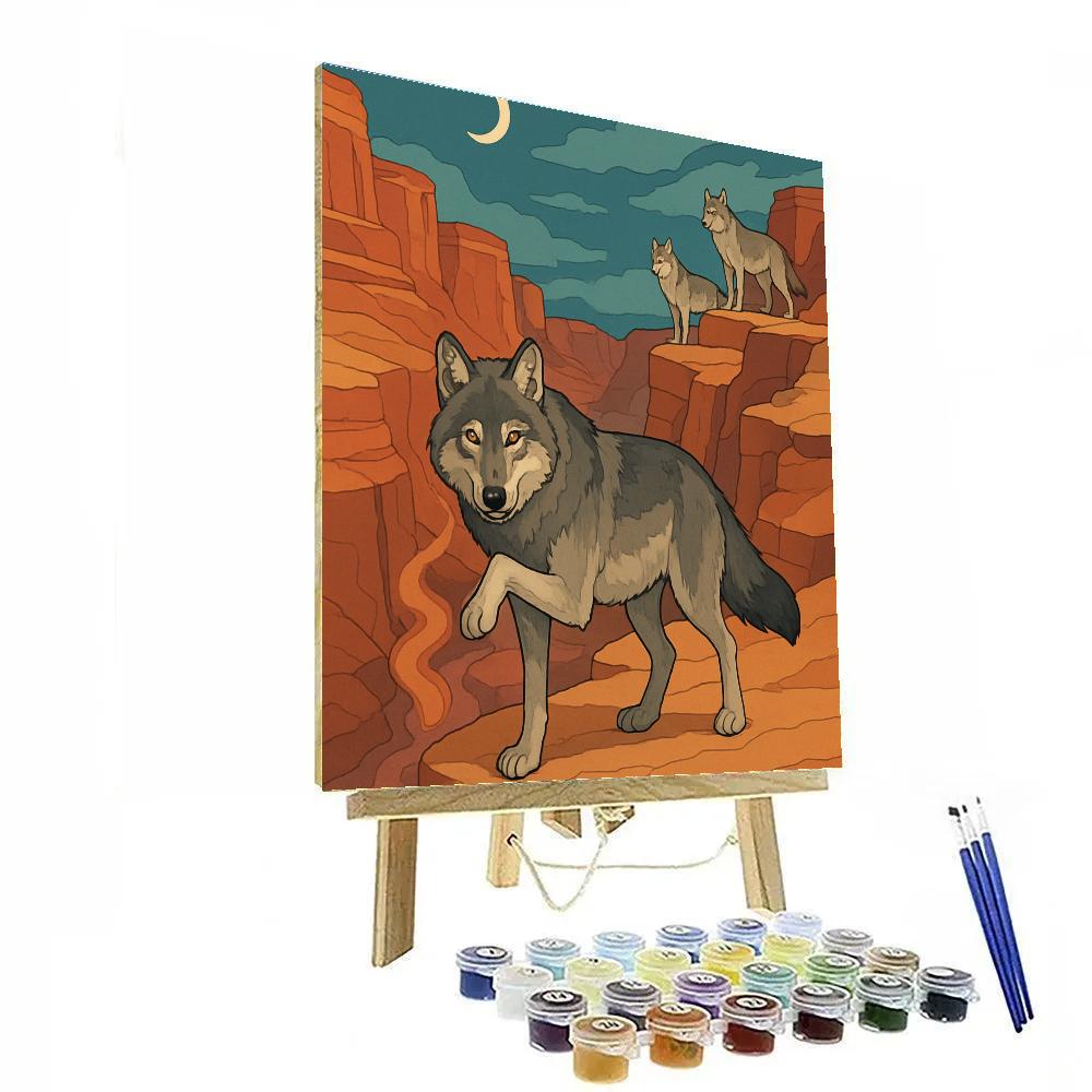 Canyon Mirage With Wolf Sentinels Painting by numbers kit