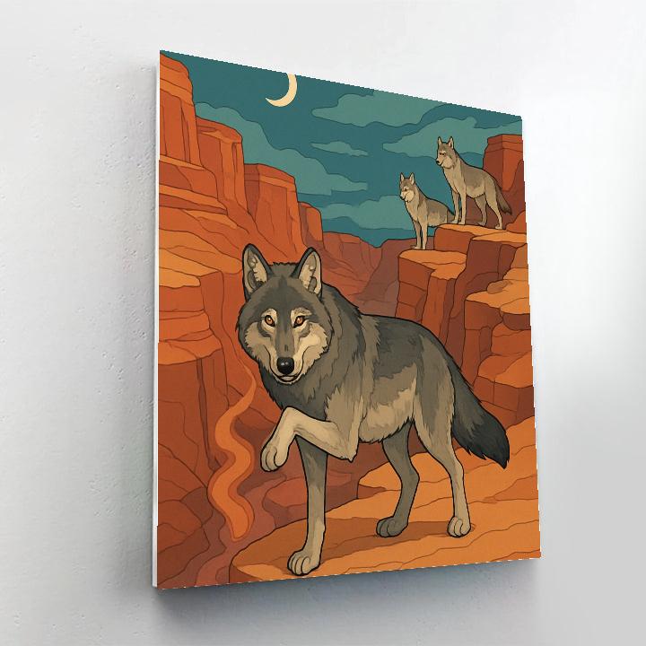 Canyon Mirage With Wolf Sentinels Painting by numbers kit