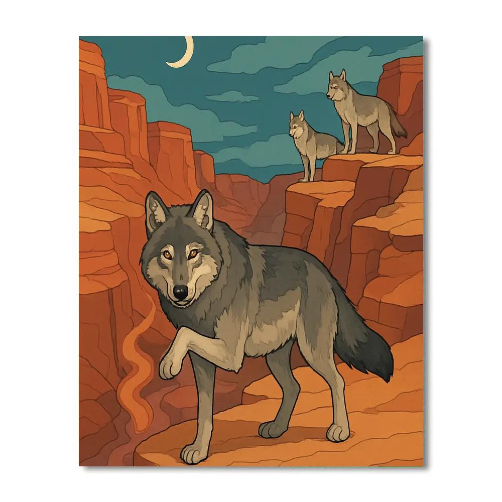 Canyon Mirage With Wolf Sentinels Painting by numbers kit