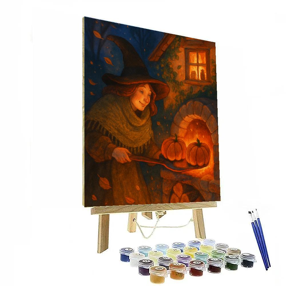 Witch Cottage Bread Oven Glow Paint by numbers art