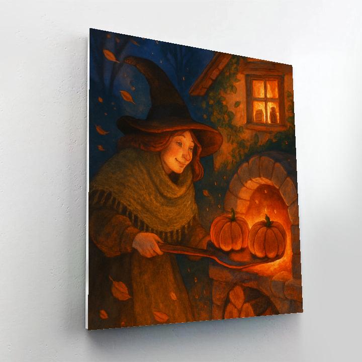 Witch Cottage Bread Oven Glow Paint by numbers art