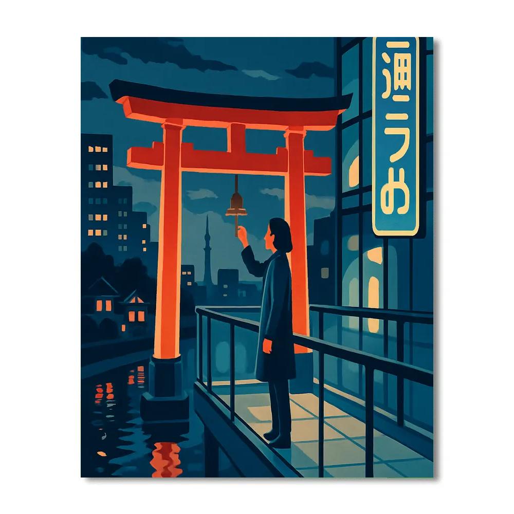 Japan Neon Torii Skywalk Paint by numbers art