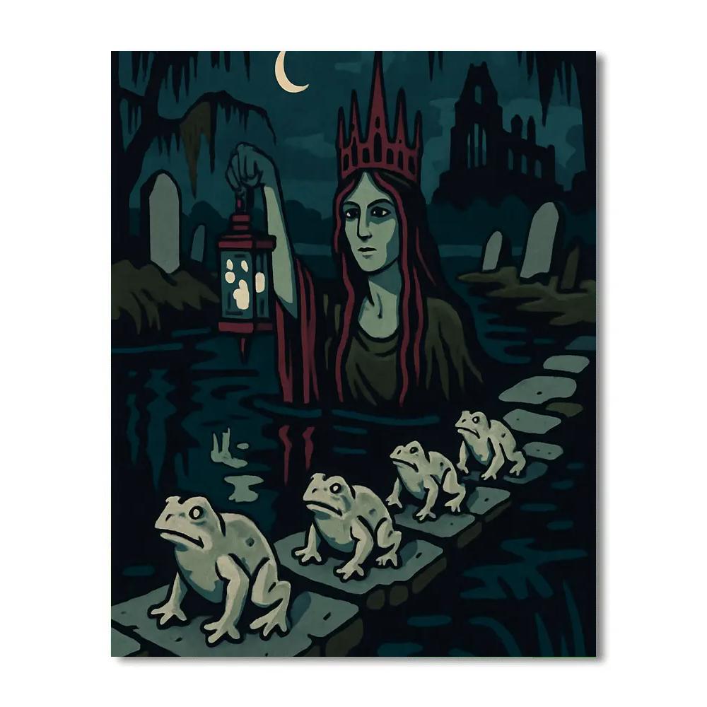 Gothic-Crowned Bog Queen Procession paint by color