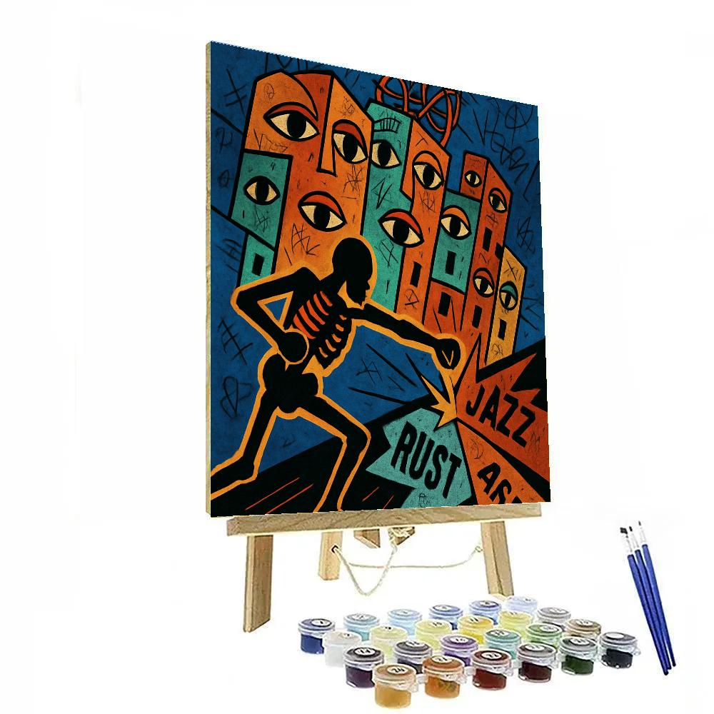 Crown Wired Over Basquiat Skyline paint by numbers