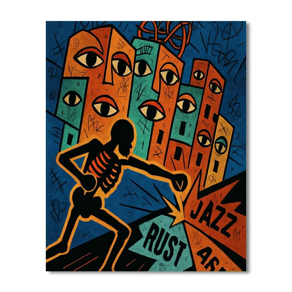 Crown Wired Over Basquiat Skyline paint by numbers