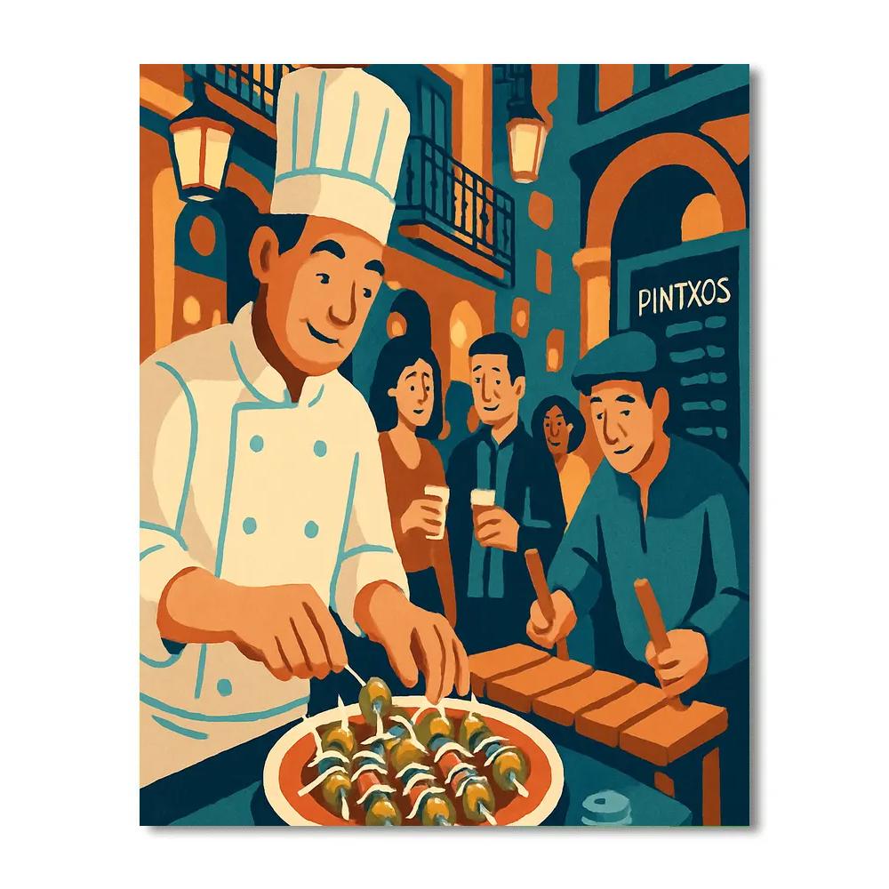 Midnight Pintxos Market In Spain paint by number