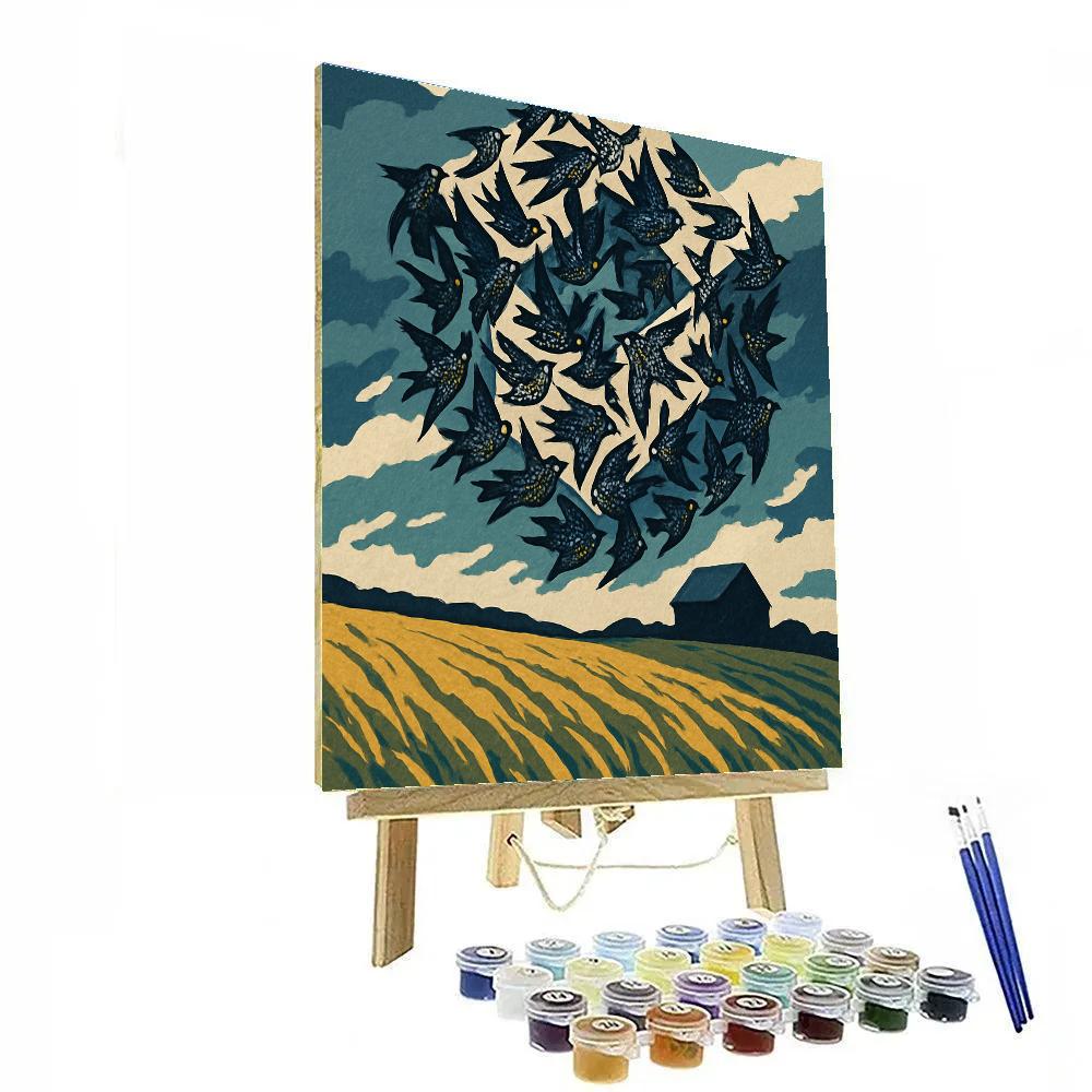 Tesseract Flight Pattern With Birds DIY paint by numbers