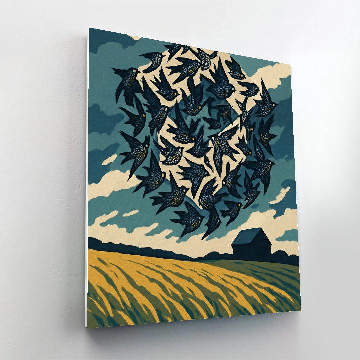 Tesseract Flight Pattern With Birds DIY paint by numbers