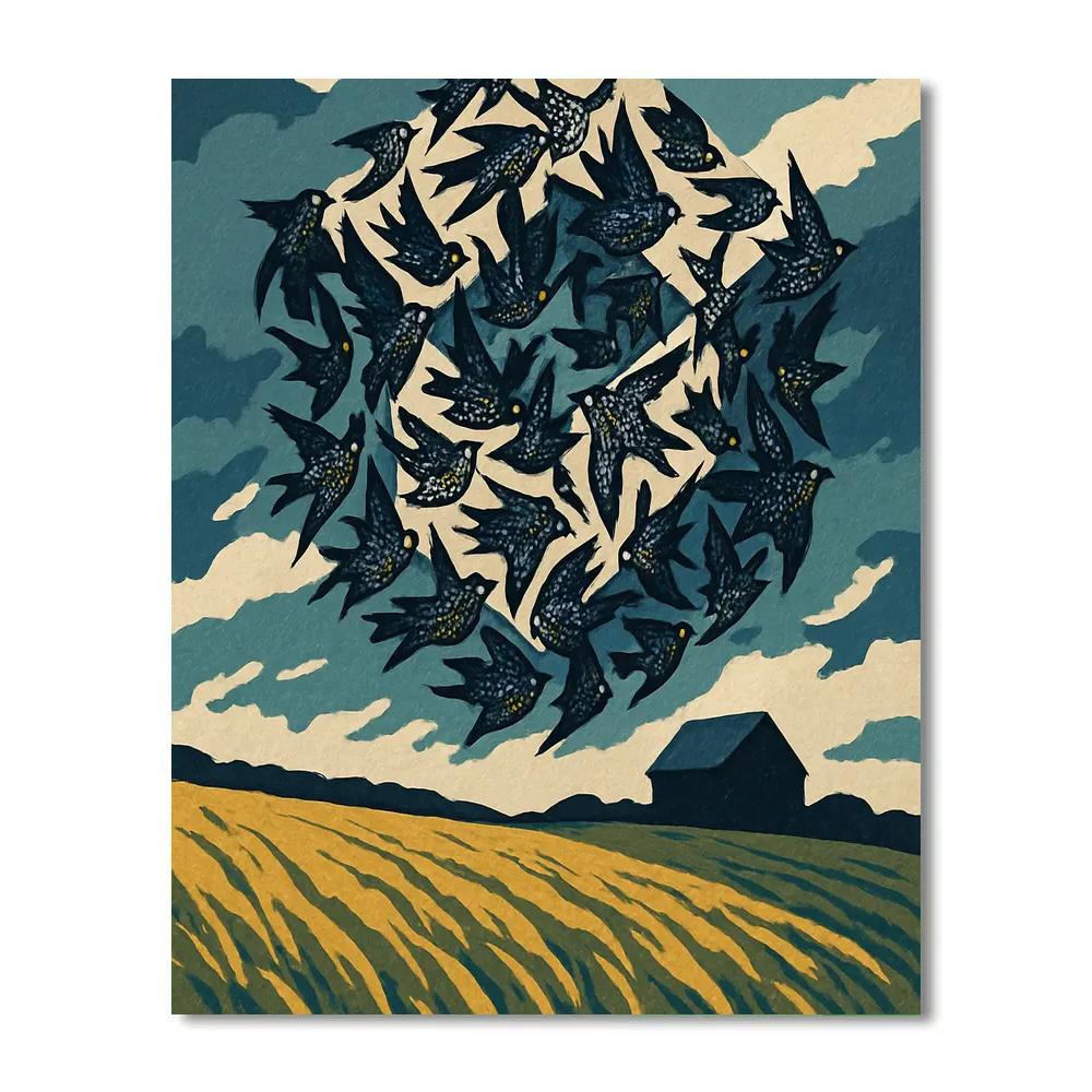 Tesseract Flight Pattern With Birds DIY paint by numbers