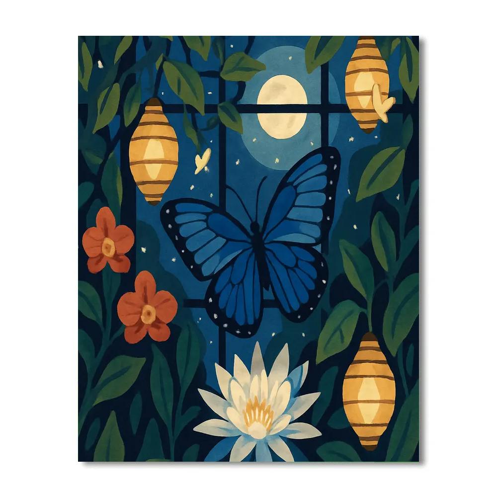 Metamorphosis Garden With Butterfly Lanterns paint by numbers