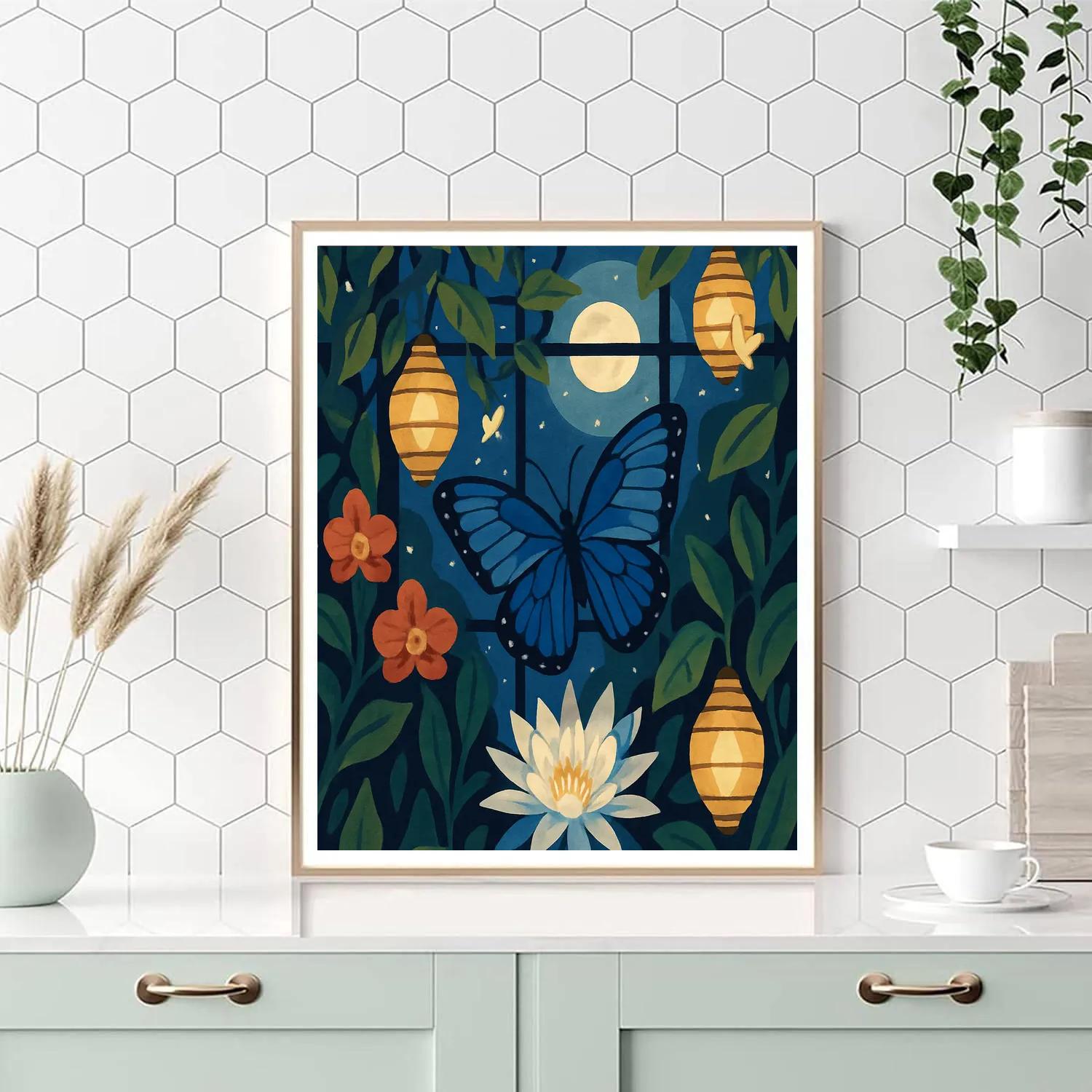 Metamorphosis Garden With Butterfly Lanterns paint by numbers