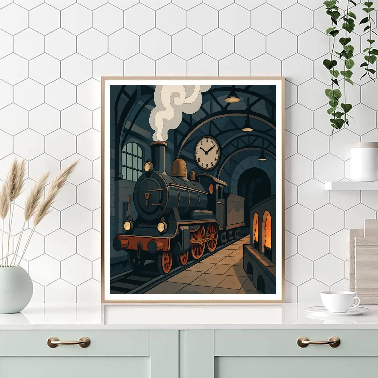 Clockwork Foundry With Train Platform paint by color