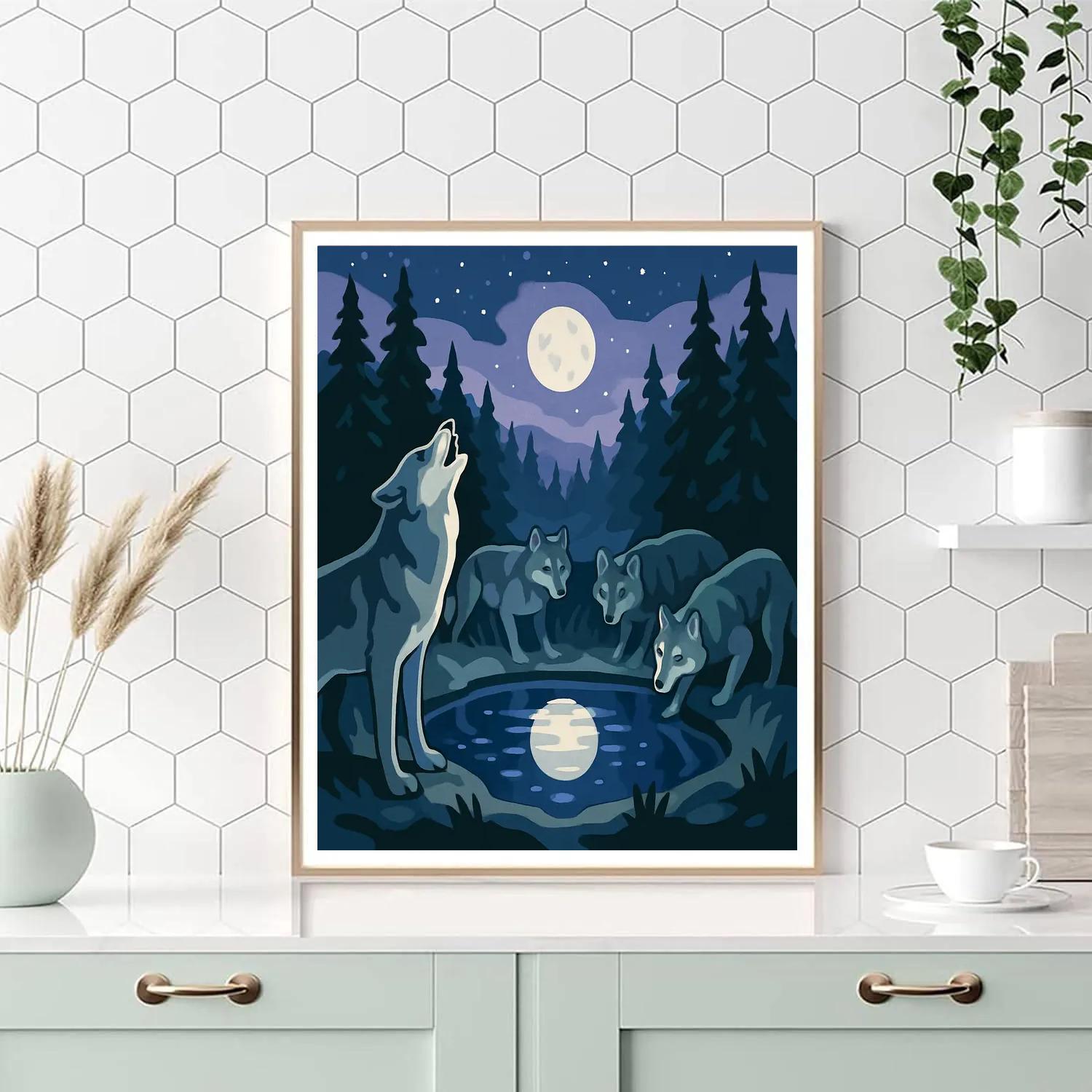 Moonwell Wolf Chorus paint by number