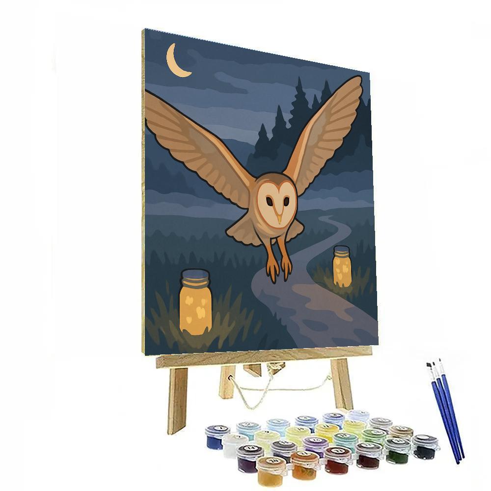 Lanternlit Silent Flight With Owl Number painting