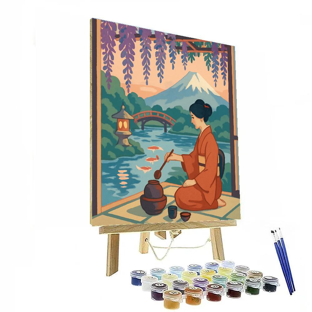 Tea Ceremony Under Wisteria In Japan Paint by numbers art