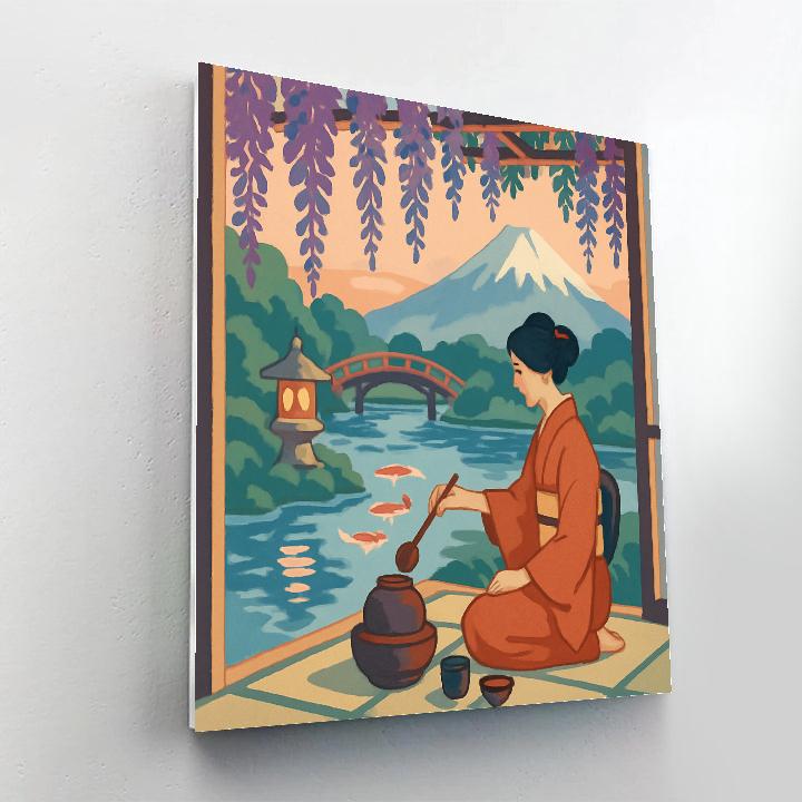 Tea Ceremony Under Wisteria In Japan Paint by numbers art