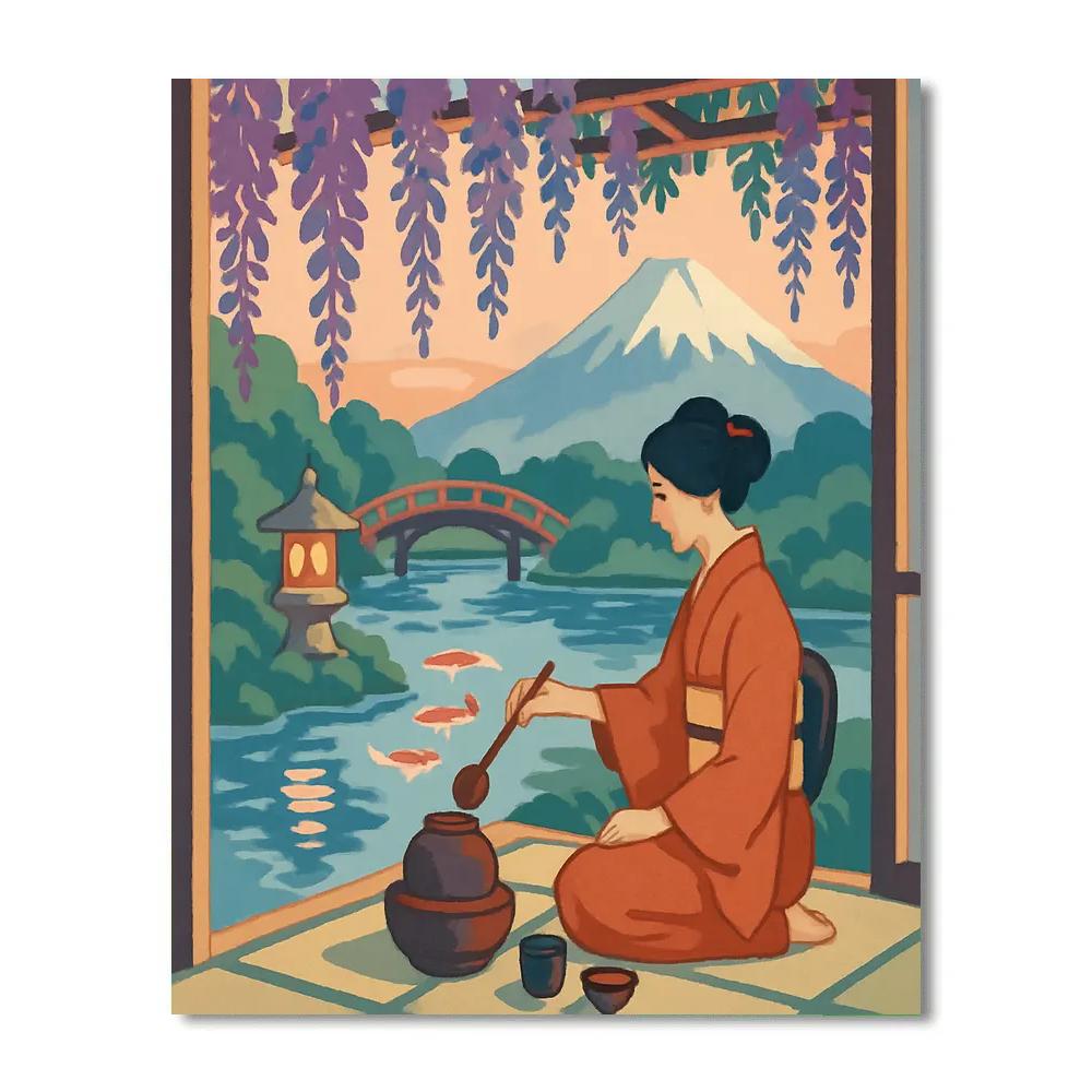 Tea Ceremony Under Wisteria In Japan Paint by numbers art