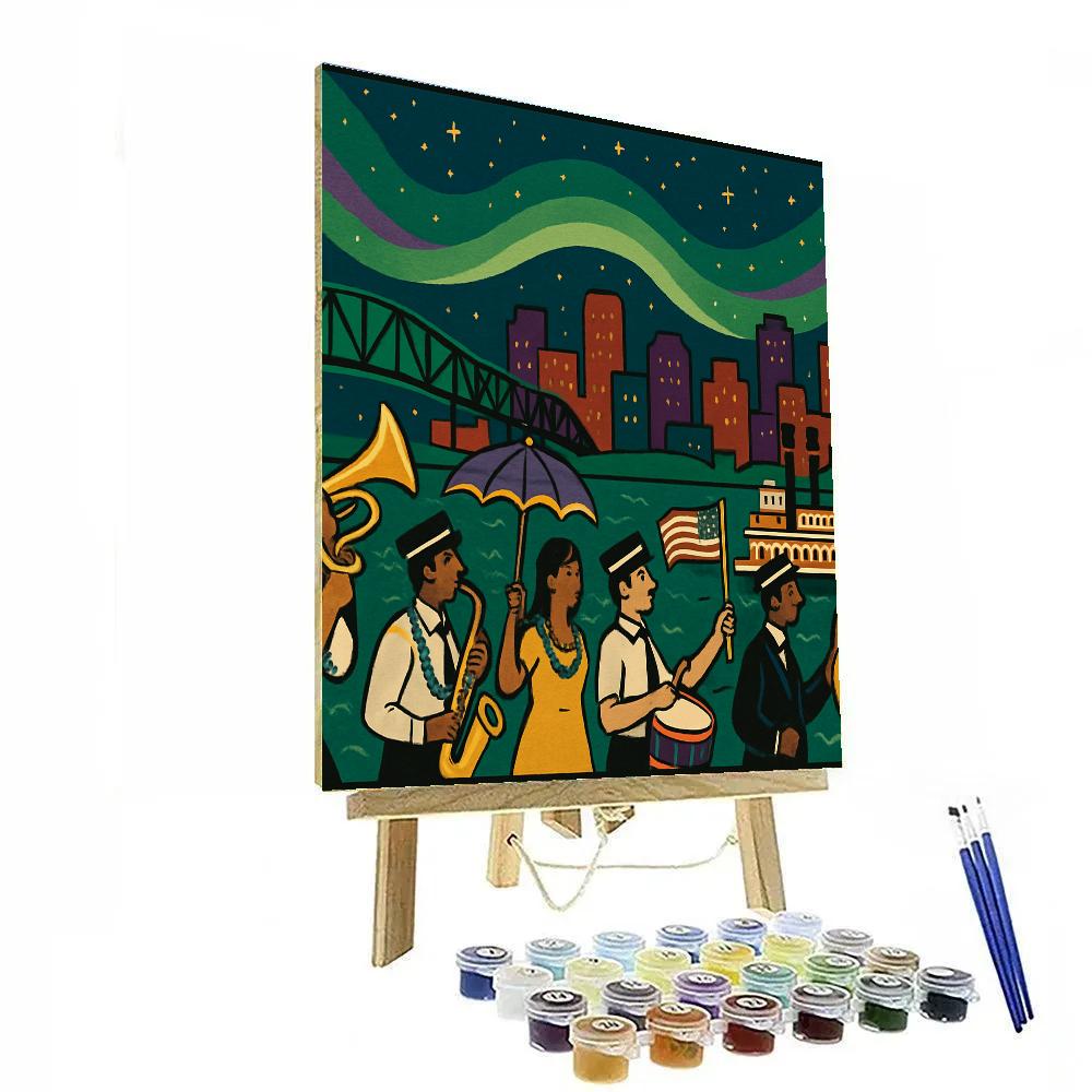 Jazz Skyline USA Midwinter Aurora Parade Paint by numbers kits