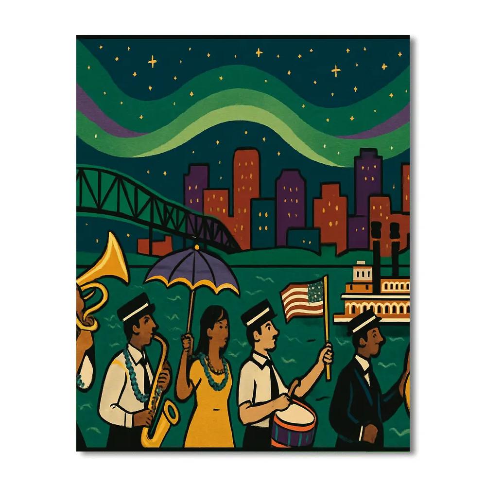 Jazz Skyline USA Midwinter Aurora Parade Paint by numbers kits