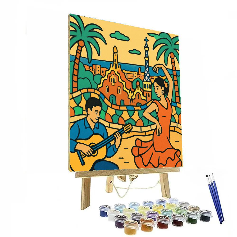 Spain Crafted Mosaic Palms Of Park Guell DIY paint by numbers