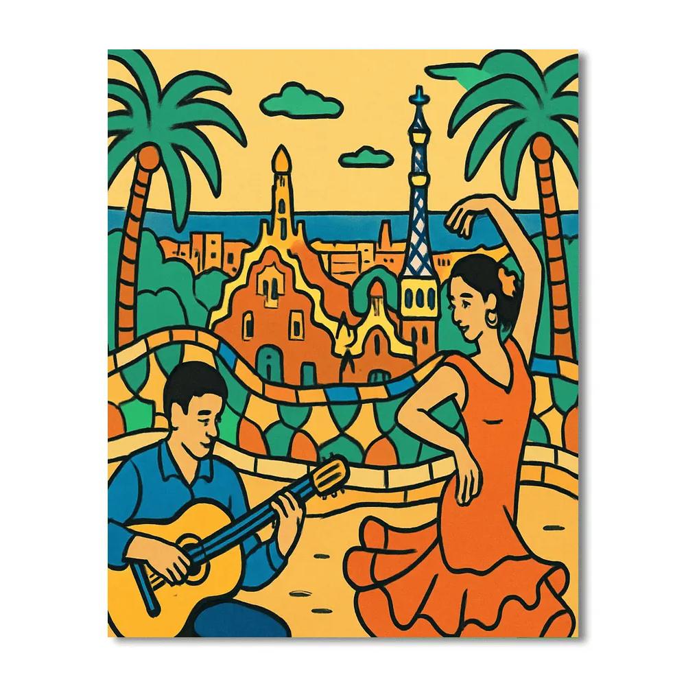 Spain Crafted Mosaic Palms Of Park Guell DIY paint by numbers