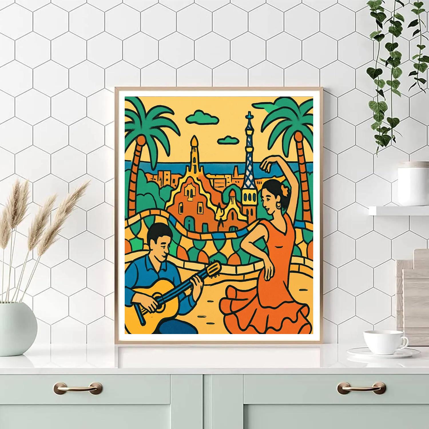 Spain Crafted Mosaic Palms Of Park Guell DIY paint by numbers