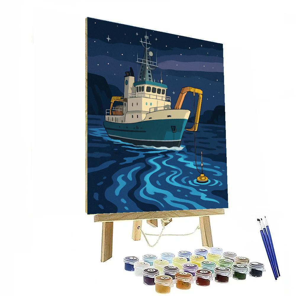 Ship In The Glassy Bioluminescent Sound Paint by numbers art