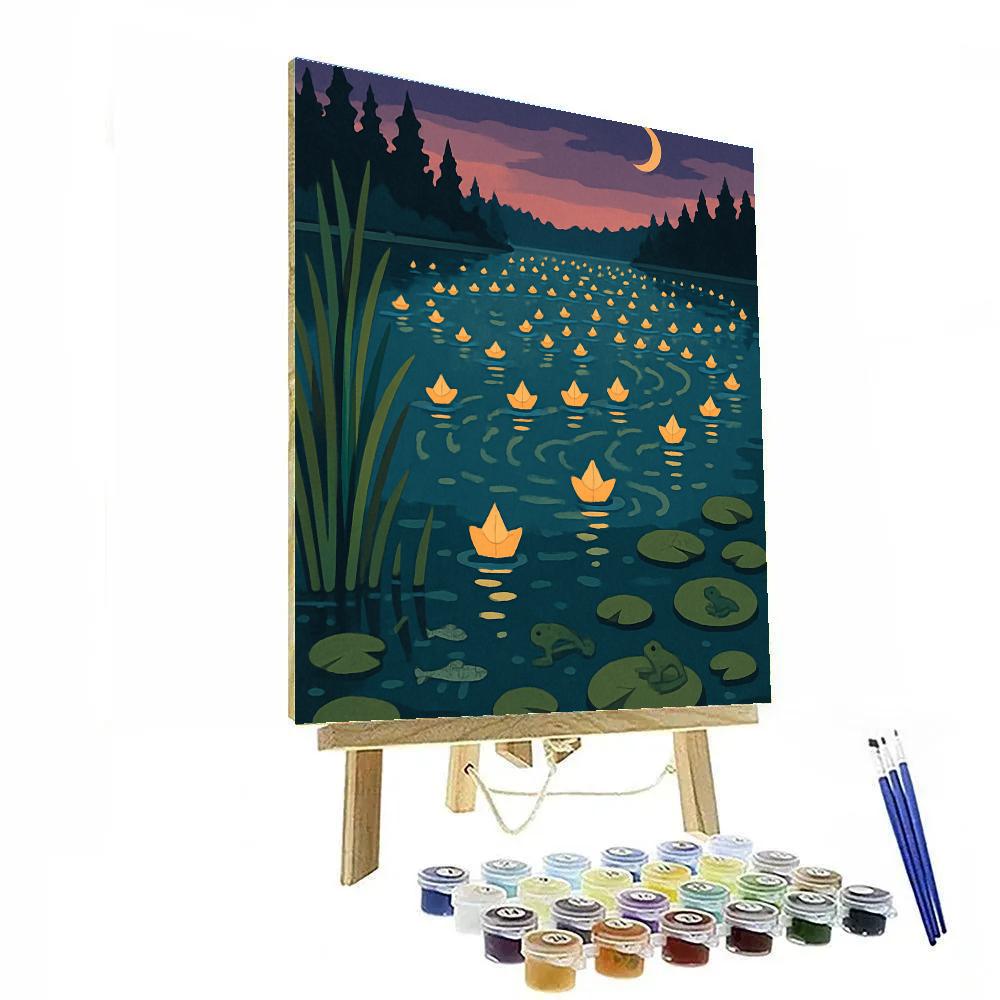 Lantern Regatta On The Lake Number painting