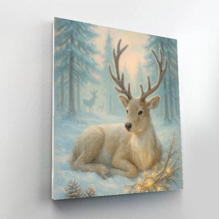 Reindeer Resting In Crystal Pine Grove paint by numbers