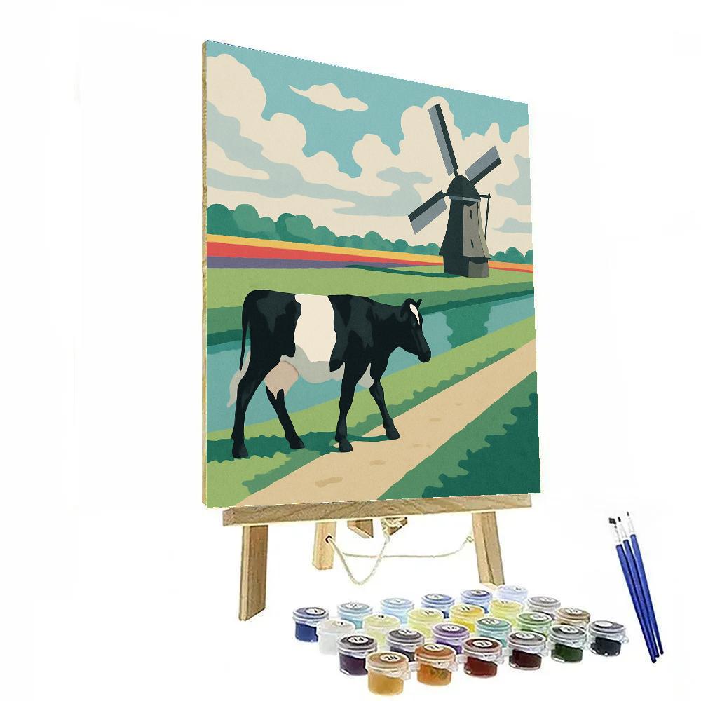 Windmill Shadow Cow Drift DIY paint by numbers
